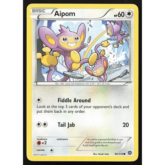Pokemon TCG - Aipom - 90/114 - Steam Siege -  Colorless - Common -MP - Picture 1 of 3